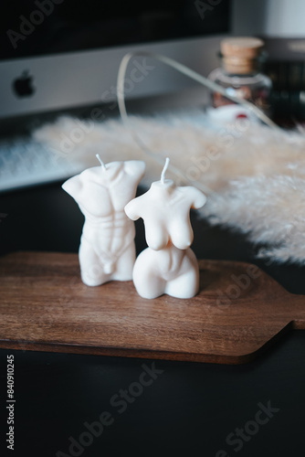 Elegantly molded from wax, these candles representing a man and a woman are perfect for creating a serene and inviting atmosphere