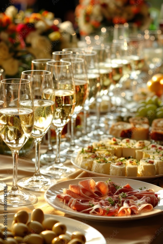 Waiter showcases culinary finesse, elevating festive dining experience with mastery at event Waiter showcases culinary finesse, elevating festive dining experience with mastery at event