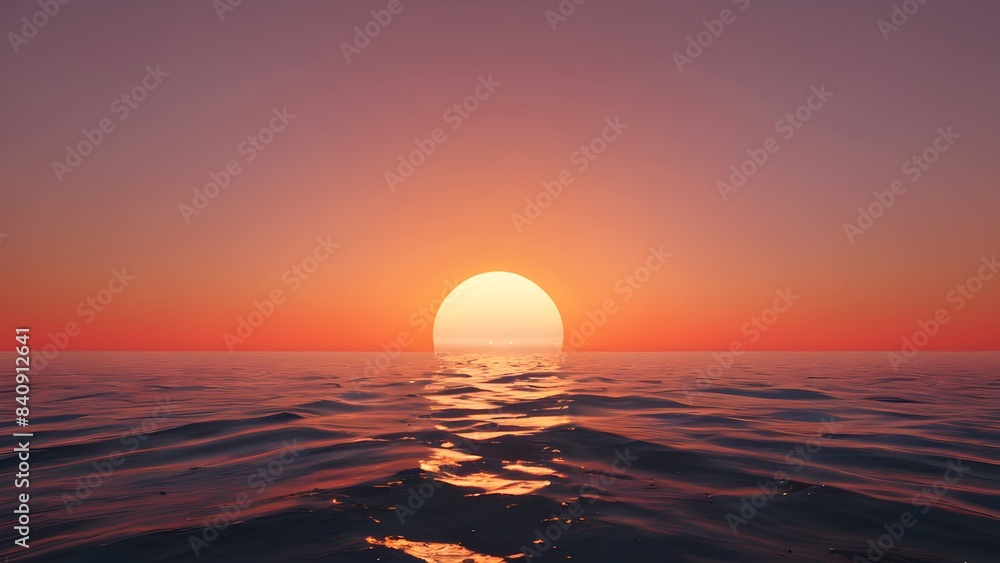 A Serene Ocean Sunset With the Sun Descending Into the Horizon, Casting a Warm, Orange Glow Across the Calm Waters. A Serene Ocean Sunset With the Sun Descending Into the Horizon, Casting a Warm, Orange Glow Across the Calm Waters.