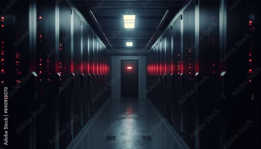 Server hallway with a sci-fi red ambiance