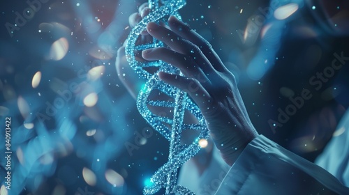 Scientist holding a DNA model  symbolizing advanced genetic research