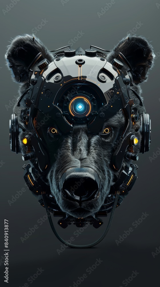 Cybernetic bear combining strength and technology Cybernetic bear combining strength and technology