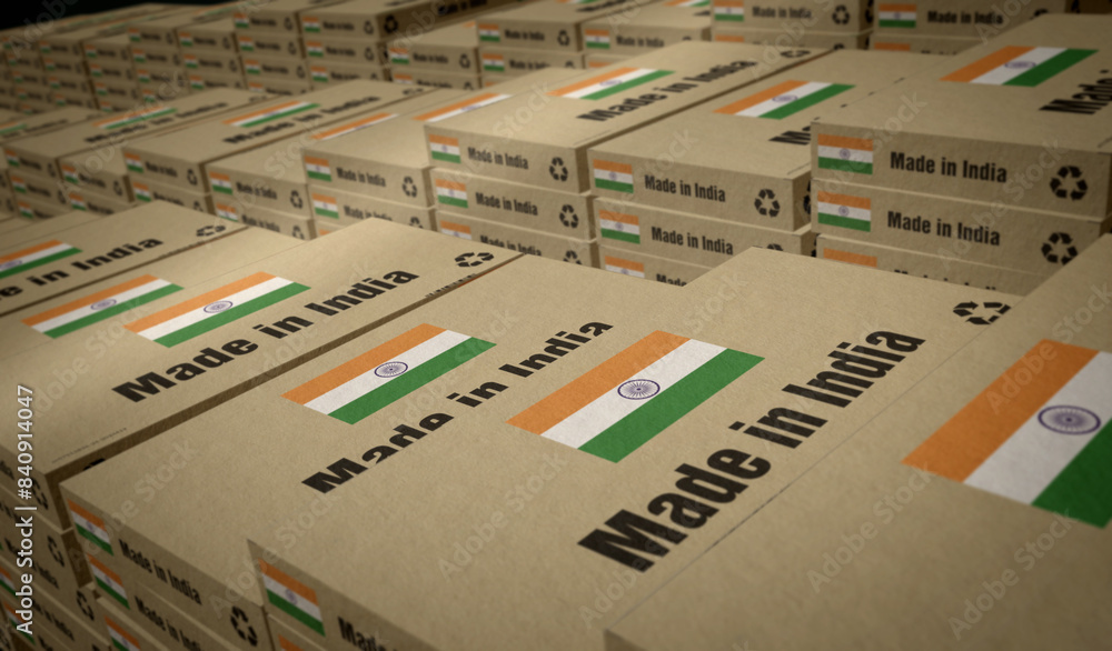 Made in India box pack 3d illustration Made in India box pack 3d illustration