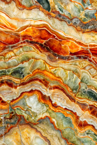 Colorful jasper with rich hues of orange, green, and cream. Digigtal art perfect for textures, backgrounds, covers, wallpaper, ceramics and other projects. High quality detail. © Olga