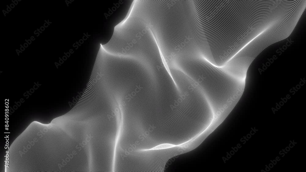 Fluttering train of abstract fabric on black. Seamless looping animation. Fluttering train of abstract fabric on black. Seamless looping animation.