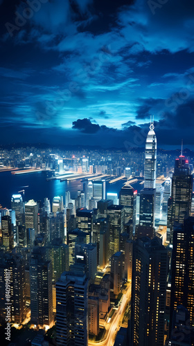 Wallpaper Mural Panorama of city skyline at night Torontodigital.ca