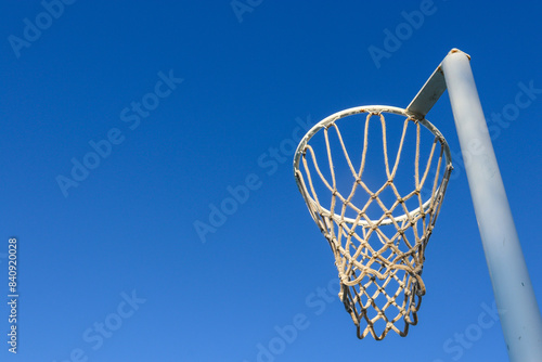 netball hoop against blue sky