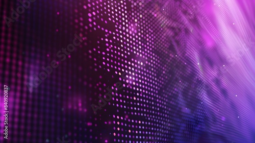 Purple abstract pixel texture bg video screen. Tv pattern background with square noise effect. Futuristic broadcast neon gradient banner for television. Modern vhs led static display element