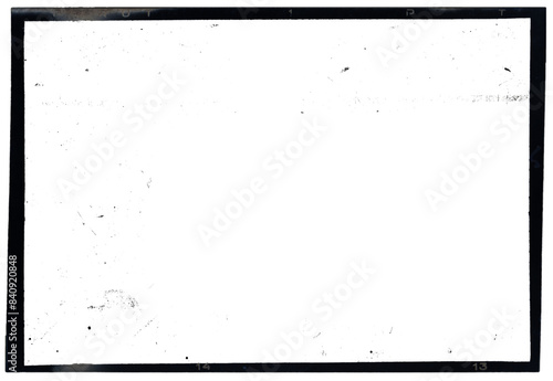 Quadro su tela Vintage photo film frame of an old camera with  with dusts and scratches on transparent background, numbers and bezel on film