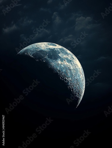 moon, earth satellite, cosmos, space, night, moon in the sky, close-up, astronomy, moon crescent, close-up, sky at night, night time, dark, planet, Generative AI
