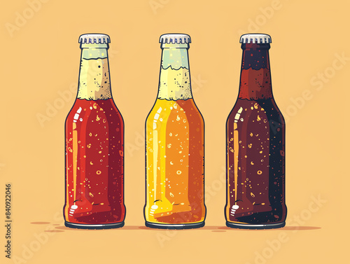 Three glass bottles of beer photo