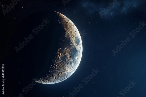 moon, earth satellite, cosmos, space, night, moon in the sky, close-up, astronomy, moon crescent, close-up, sky at night, night time, dark, planet, Generative AI