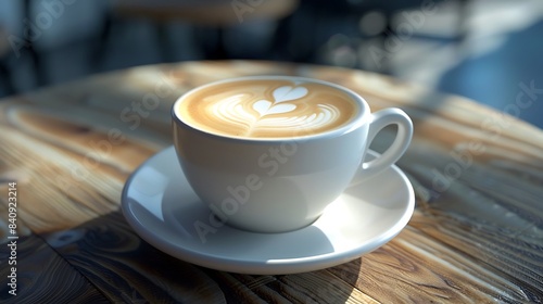 Cup of coffee with latte art pattern milk foam