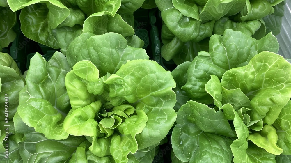 Fresh Butter Lettuce Heads in Hydroponic Farm Fresh Butter Lettuce Heads in Hydroponic Farm
