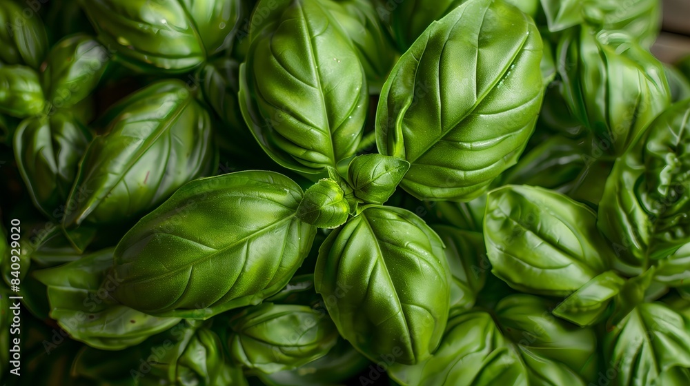 Fresh Thai Basil Leaves in Vibrant Green Herb Garden Fresh Thai Basil Leaves in Vibrant Green Herb Garden
