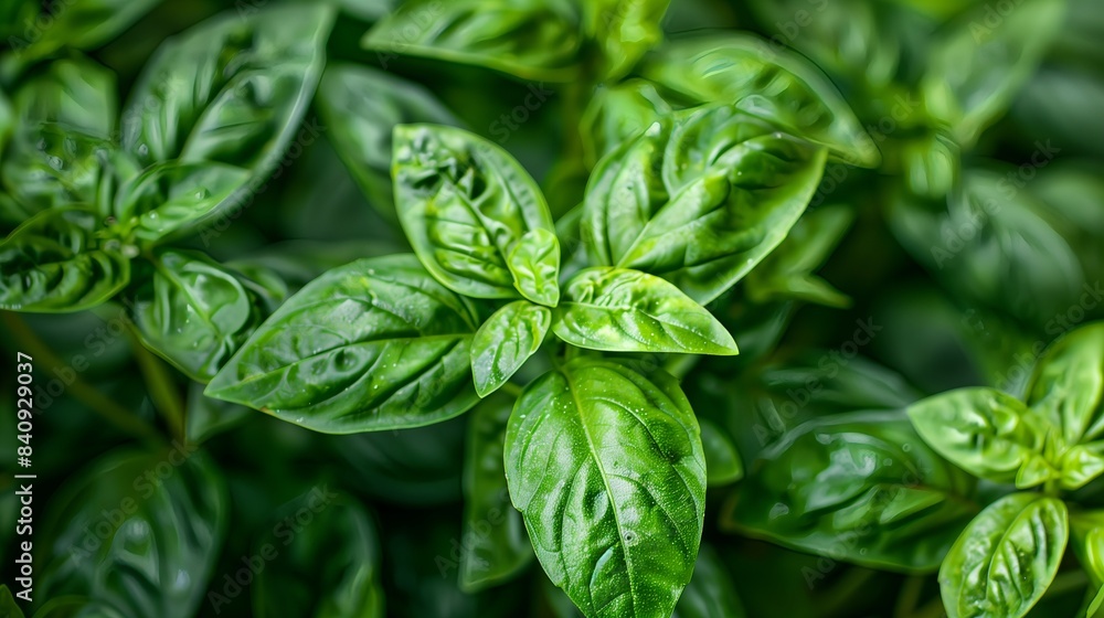 Fresh Thai Basil Leaves in Vibrant Green Herb Garden Fresh Thai Basil Leaves in Vibrant Green Herb Garden