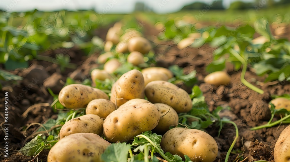Freshly harvested fingerling potatoes in a rustic field Freshly harvested fingerling potatoes in a rustic field