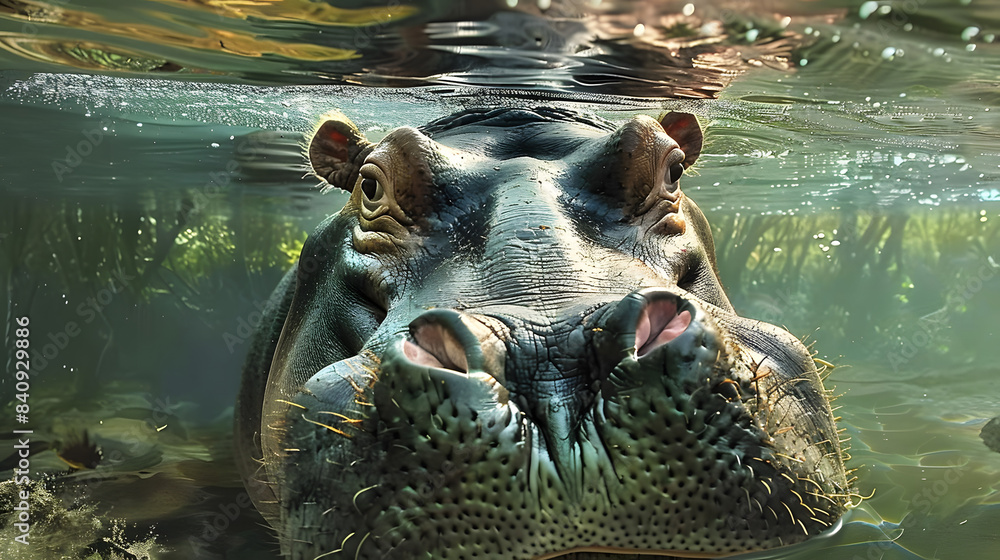 Fototapeta premium hippopotamus underwater