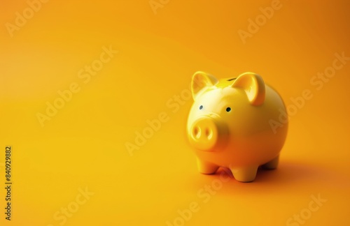 A Yellow Piggy Bank on a Solid Orange Background