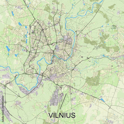 Vilnius, Lithuania map poster art