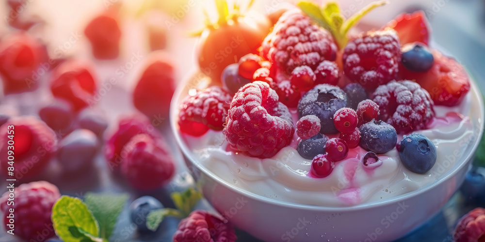 Bowl of Fresh Berries with Sunlight Bowl of Fresh Berries with Sunlight