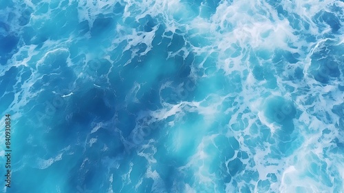 Aerial view to ocean waves  Blue water background  Dramatic colors photo