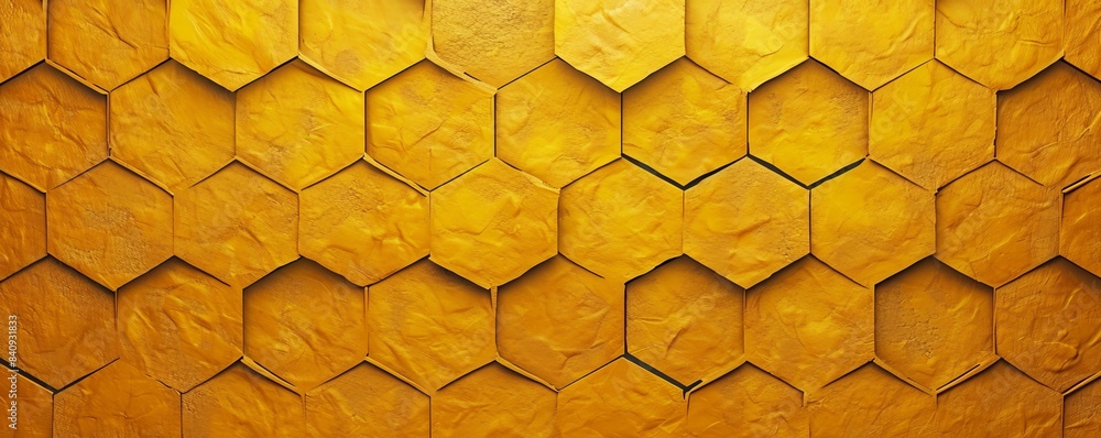 Abstract gold golden yellow colored painted geometric rhombus diamond hexagon 3d tiles wall texture background, Generative AI Abstract gold golden yellow colored painted geometric rhombus diamond hexagon 3d tiles wall texture background, Generative AI