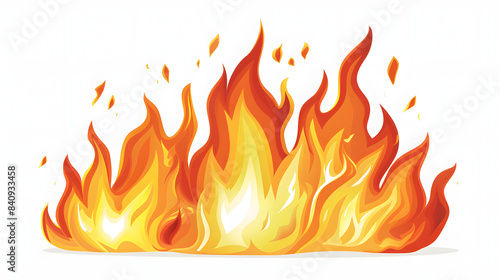 fire flame on isolated on white background, flat design, png