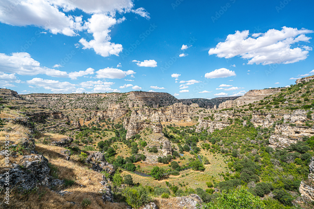 The scenic views of Ulubey Canyon Nature Park, which is a nature park in the Ulubey and Karahallı districts of Uşak, Turkey. The park provides suitable habitat for many species of animals and plants. The scenic views of Ulubey Canyon Nature Park, which is a nature park in the Ulubey and Karahallı districts of Uşak, Turkey. The park provides suitable habitat for many species of animals and plants.