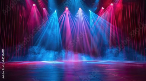 Spotlight effect on a stage with a curtain backdrop  creating a classic theater ambiance ready for a dramatic performance