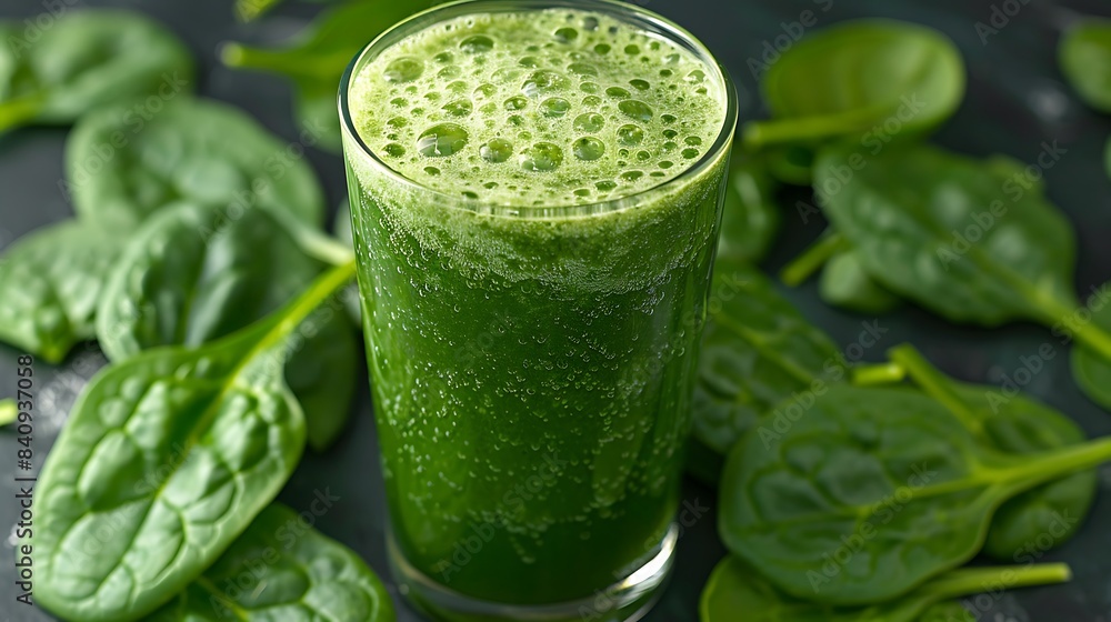 glass of invigorating spinach juice with spinach leaves cut out on an isolated simple minimalist background glass of invigorating spinach juice with spinach leaves cut out on an isolated simple minimalist background