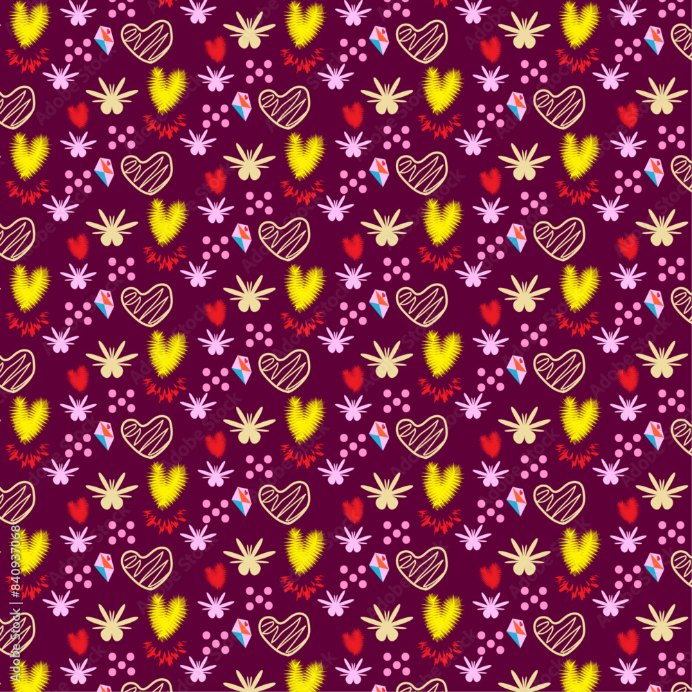Fototapeta premium Hand drawn heart pattern