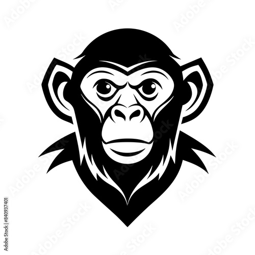 a minimalist Chimpanzee logo vector art illustration icon logo, featuring a modern stylish shape with an underline, set on a solid white background