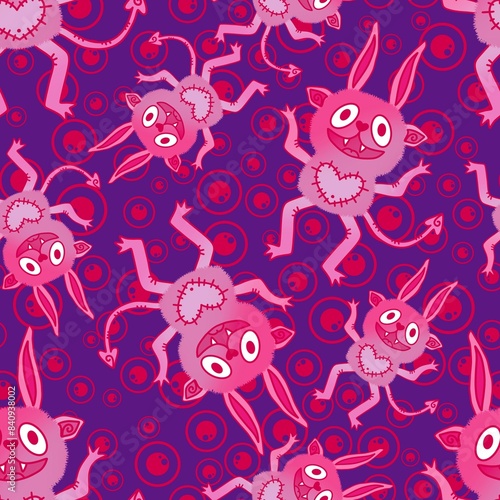 Cartoon monsters seamless pattern for wrapping paper and fabrics and linens