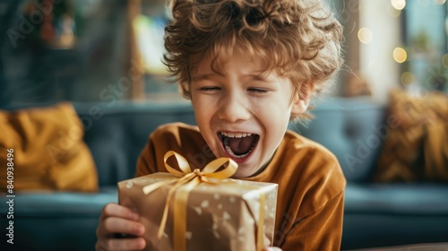 Child opening a birthday present with excitement and joy on their special day