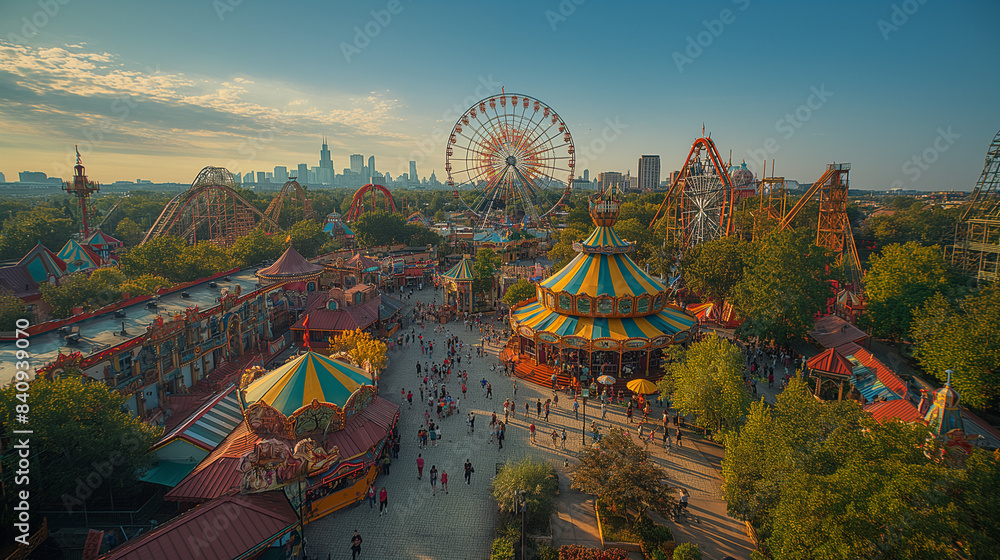 Naklejka premium 遊園地の空撮