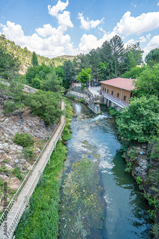 Fototapeta premium Clandras Köprüsü is an ancient bridge in Turkey, the one arch bridge was constructed during the Phrygian era of Anatolia. Arch structures were introduced during the Roman period in Uşak.