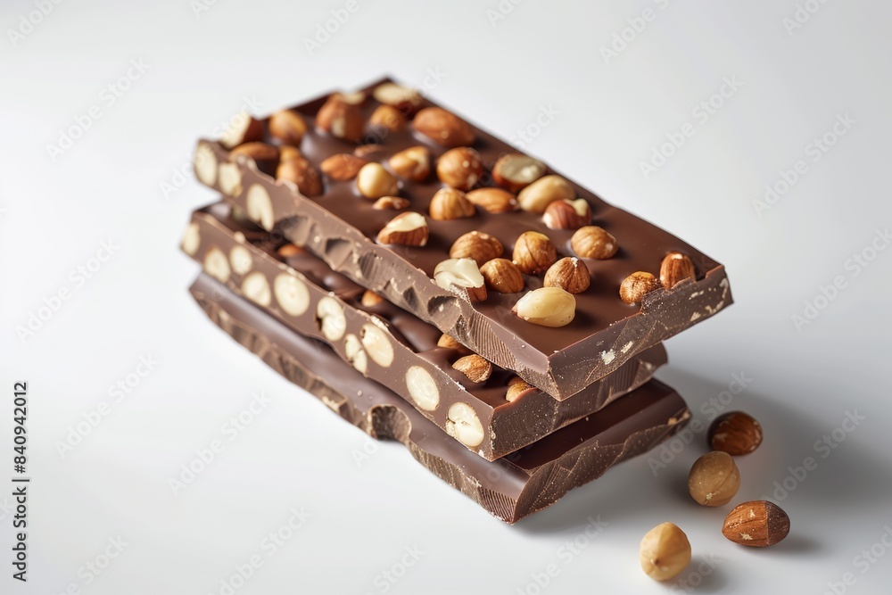 Chocolate Bar with Nuts Dessert, Sweet Treat Closeup, Gourmet Indulgence, Dark Chocolate Chocolate Bar with Nuts Dessert, Sweet Treat Closeup, Gourmet Indulgence, Dark Chocolate