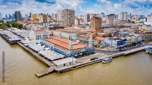 Belém, Pará. Aerial view of the Ver-o-peso Market, historic center and city center of Belém