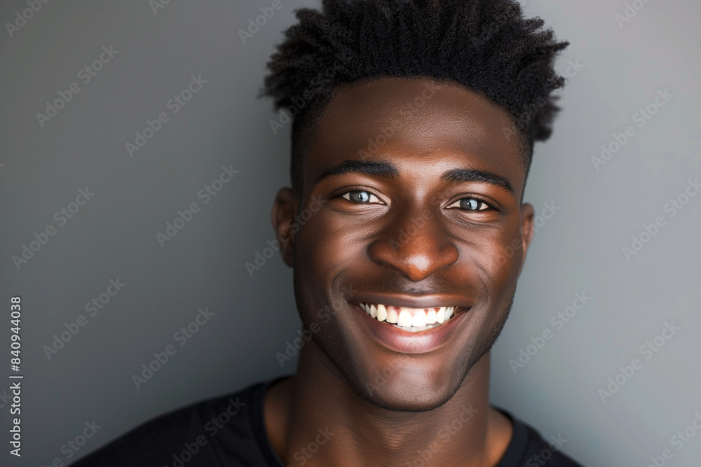 Obraz premium Face of positive young african american handsome man. Portrait. High quality photo