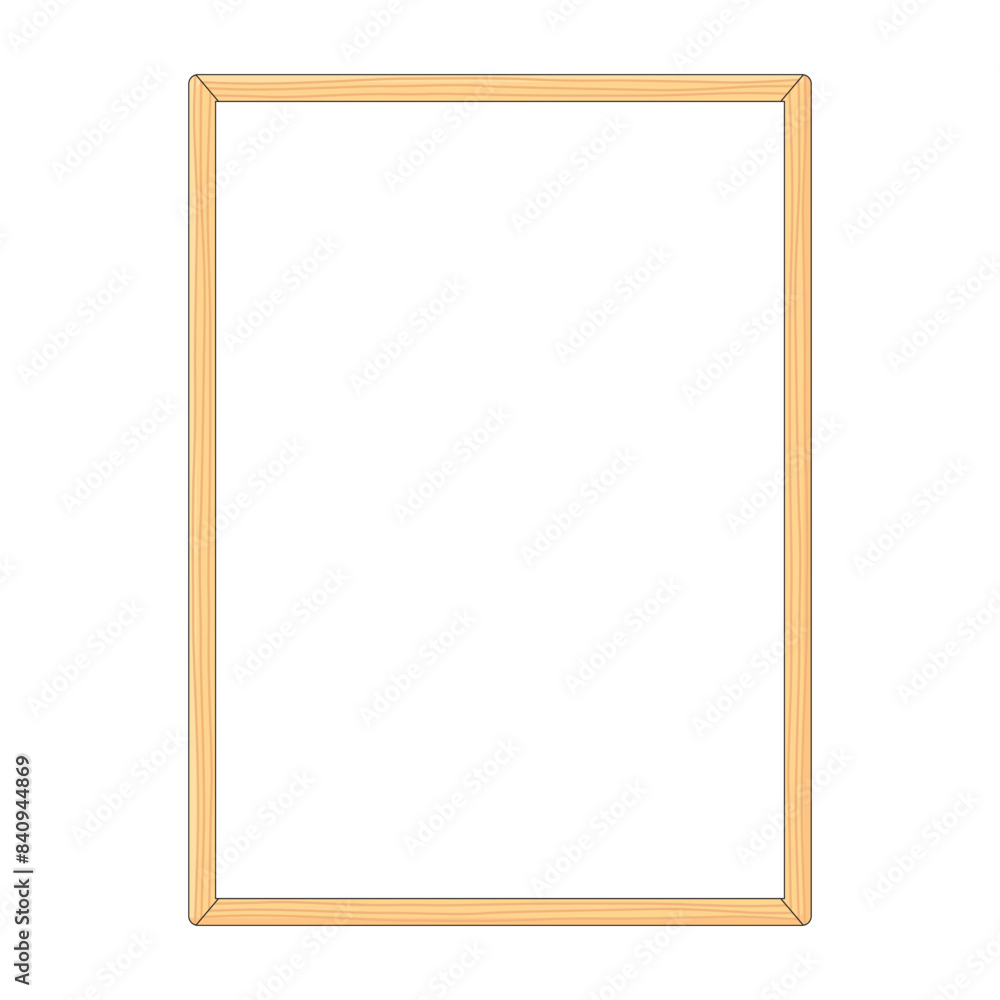 Vertical thin wooden frame with a white blank canvas board vector Vertical thin wooden frame with a white blank canvas board vector