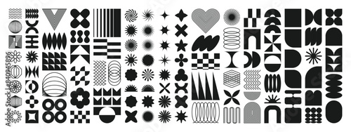 Brutalist monochrome abstract shapes set for swiss simple design. Vector contemporary form constructor. Bauhaus aesthetic for trendy geometric modern posters