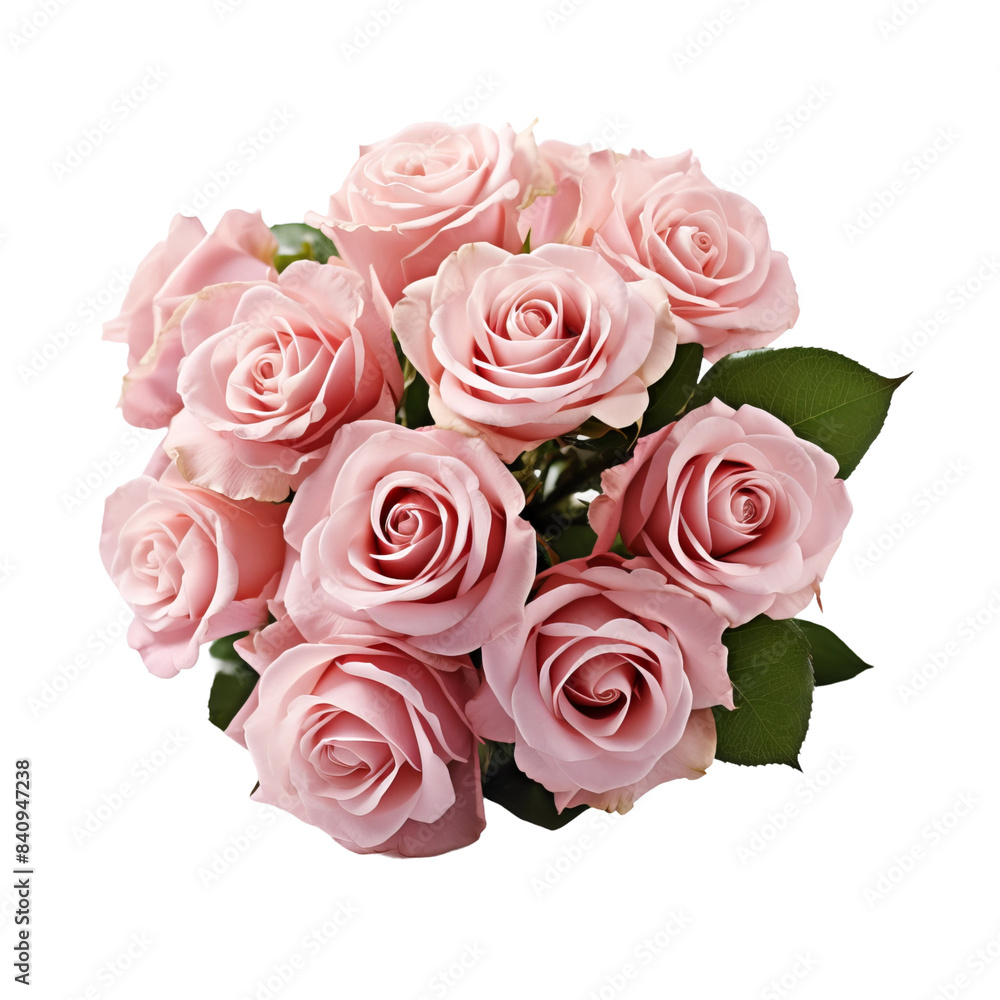pink and white roses, realistic, in arrangement, on white isolated background pink and white roses, realistic, in arrangement, on white isolated background
