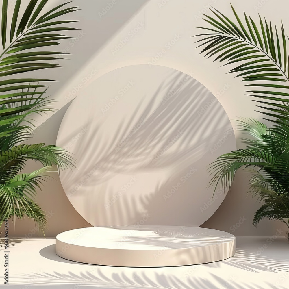 Obraz premium Product podium for product presentation. Summer background. Mockup for branding and packaging. 