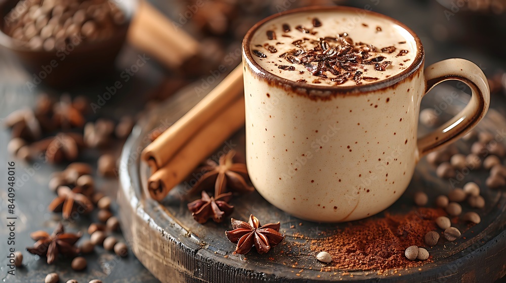 spicy and aromatic chai latte cut out on an isolated simple minimalist background spicy and aromatic chai latte cut out on an isolated simple minimalist background