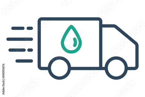 Water delivery icon. truck with water drop . icon related to supply. line icon style. water supply elements vector illustration