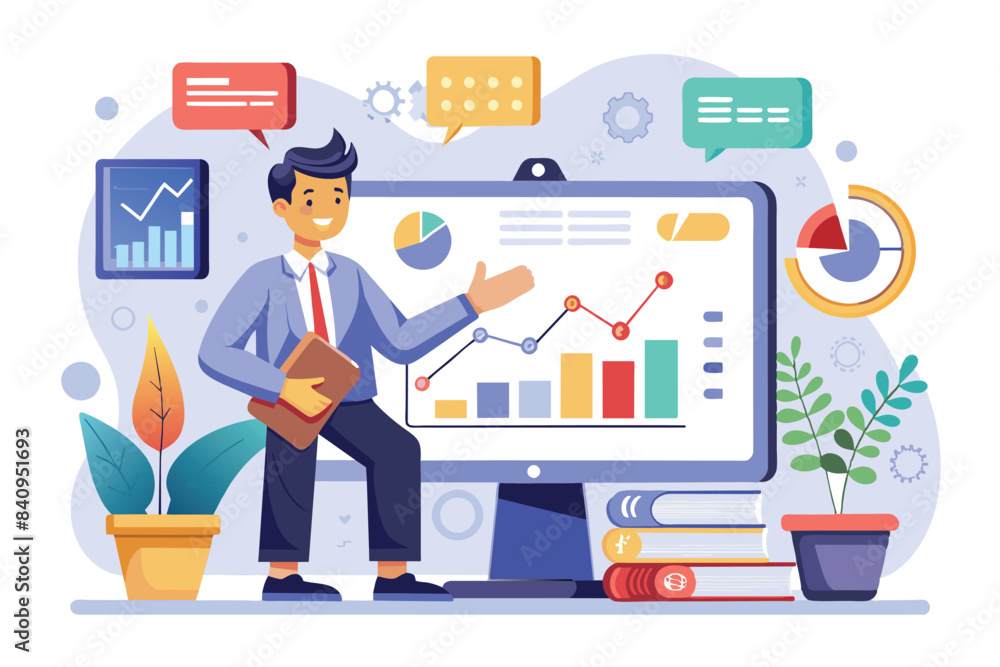 Analyst at Work: Financial Analysis Illustration Analyst at Work: Financial Analysis Illustration