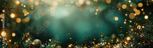 Festive New Year s Eve Greeting Card with Sparkling Gold Frame  Sparklers  and Bokeh Lights on Dark Green Black Night Sky Texture