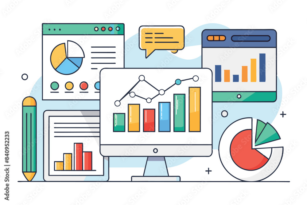 Analyst at Work: Financial Analysis Illustration Analyst at Work: Financial Analysis Illustration