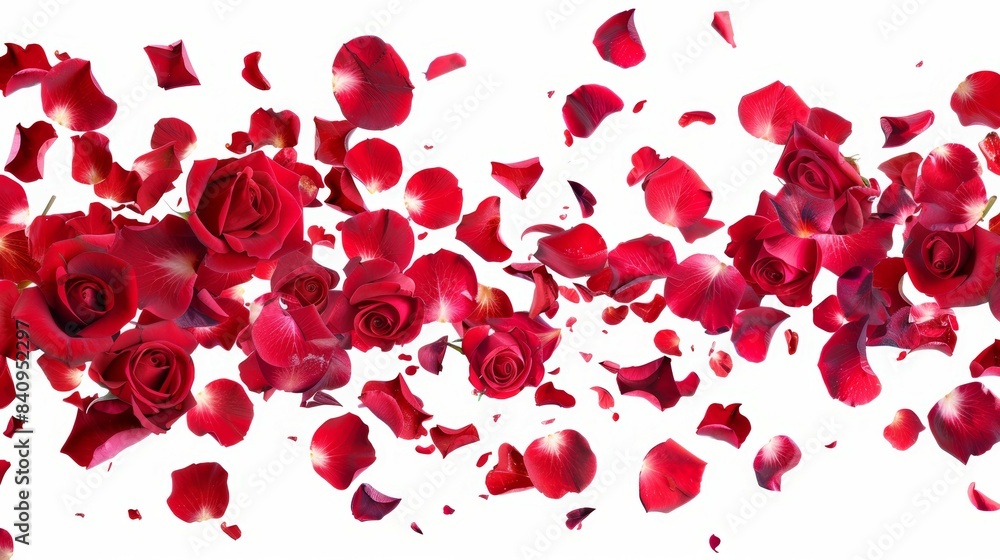 A bunch of red roses are scattered all over the image A bunch of red roses are scattered all over the image